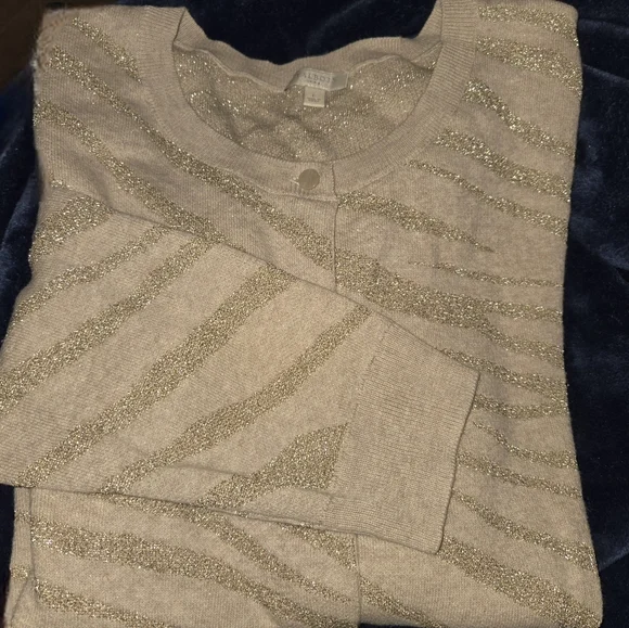 Talbots Metallic Gold and Cream Sweater - Picture 1 of 3